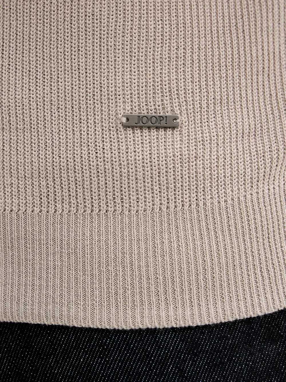 Joop! Geribbeld poloshirt met korte mouwen Beige