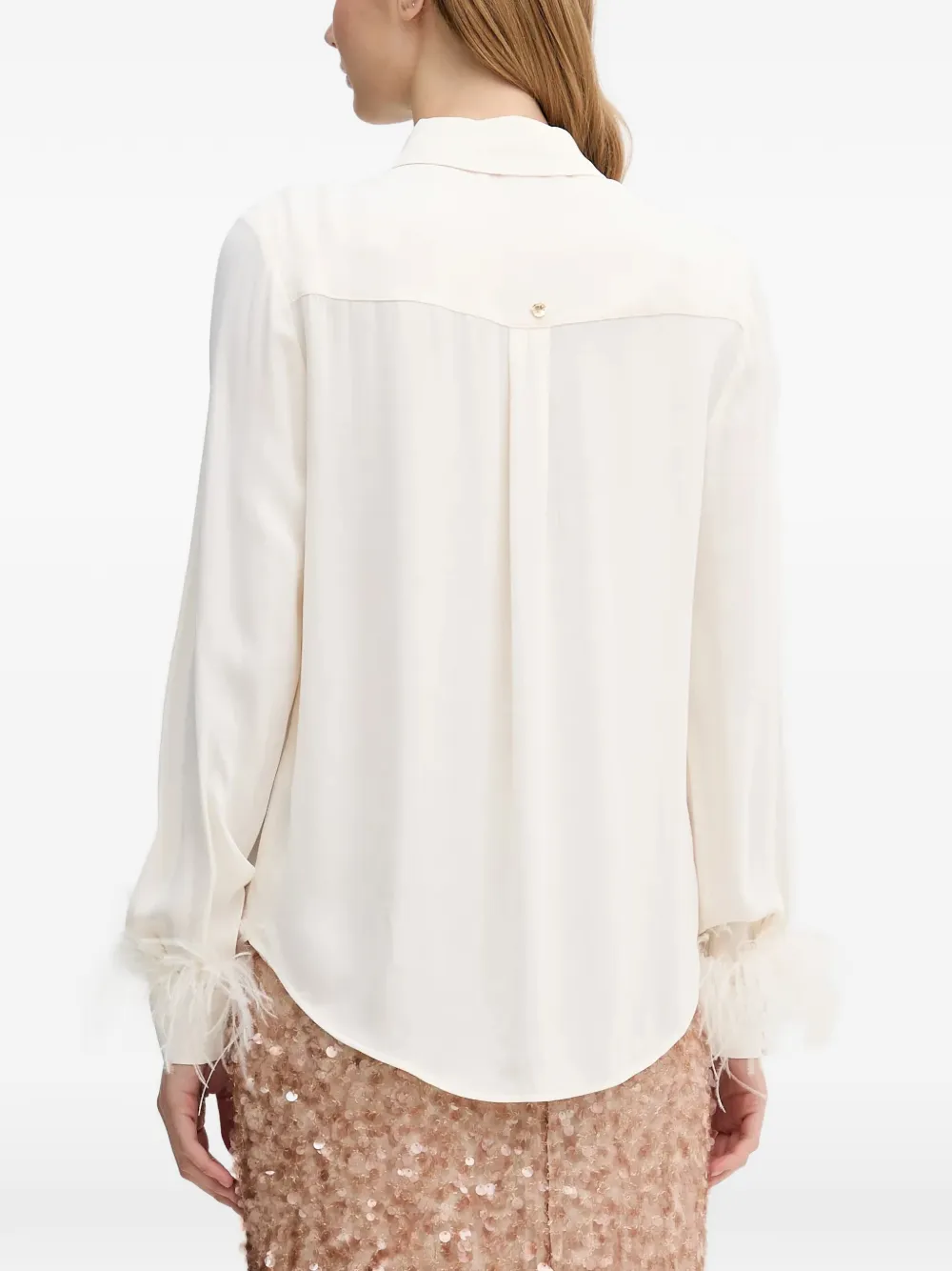 Pedro Del Hierro Feather-trim Keyhole Blouse - Neutrals 