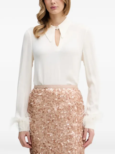 Pedro Del Hierro Bluse mit Federbesatz