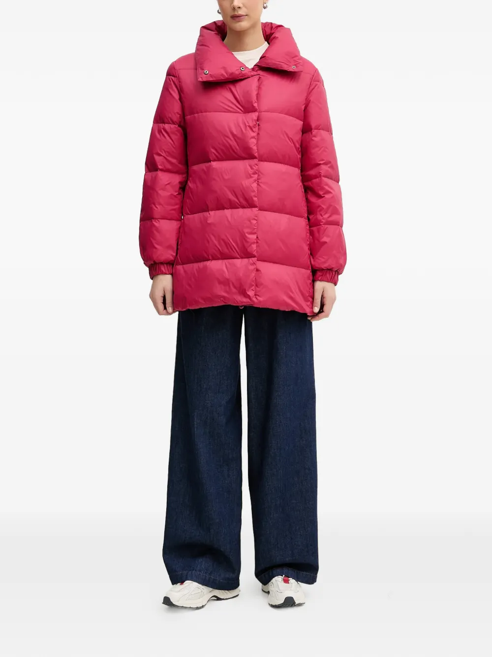  Benetton Quilted Funnel-neck Jacket - Pink 