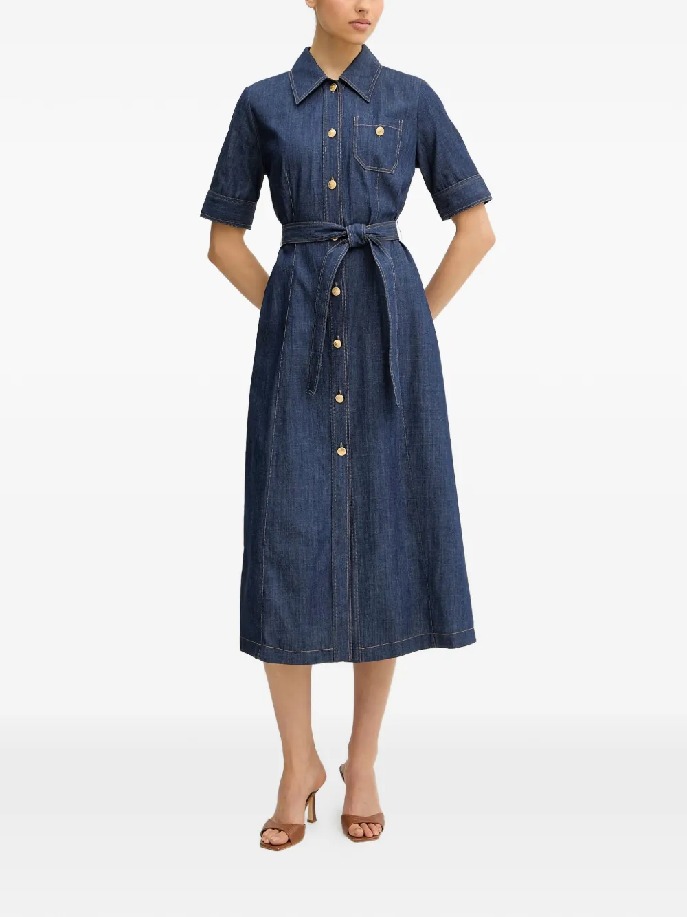 LUISA SPAGNOLI Periodico denim midi dress - Blu