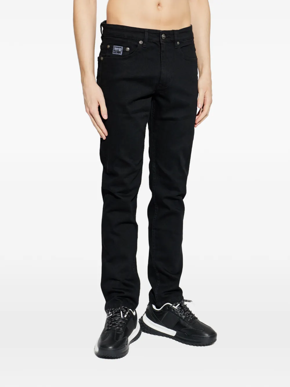  Versace Jeans Couture Logo Patch Jeans - Black 