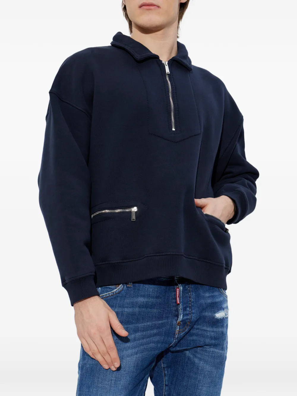 DSQUARED2 Sweater met halve rits Blauw
