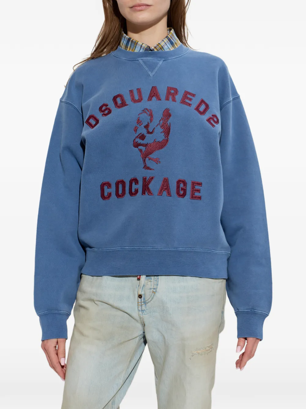  Dsquared2 Embroidered Crew Neck Sweatshirt - Blue 