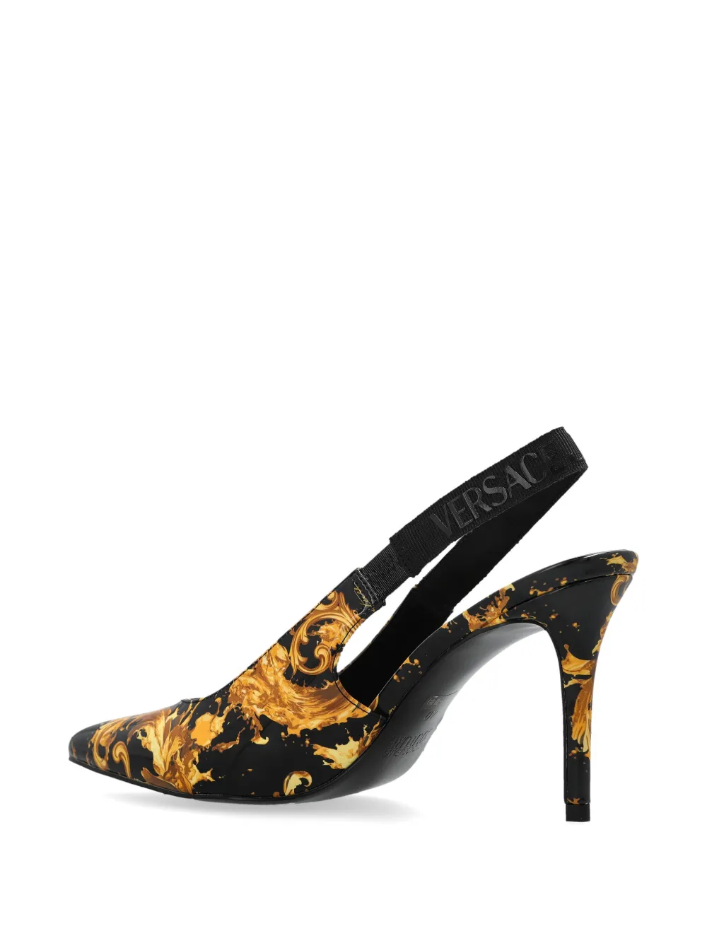 Versace Jeans Couture Slingback pumps met barokpatroon Zwart