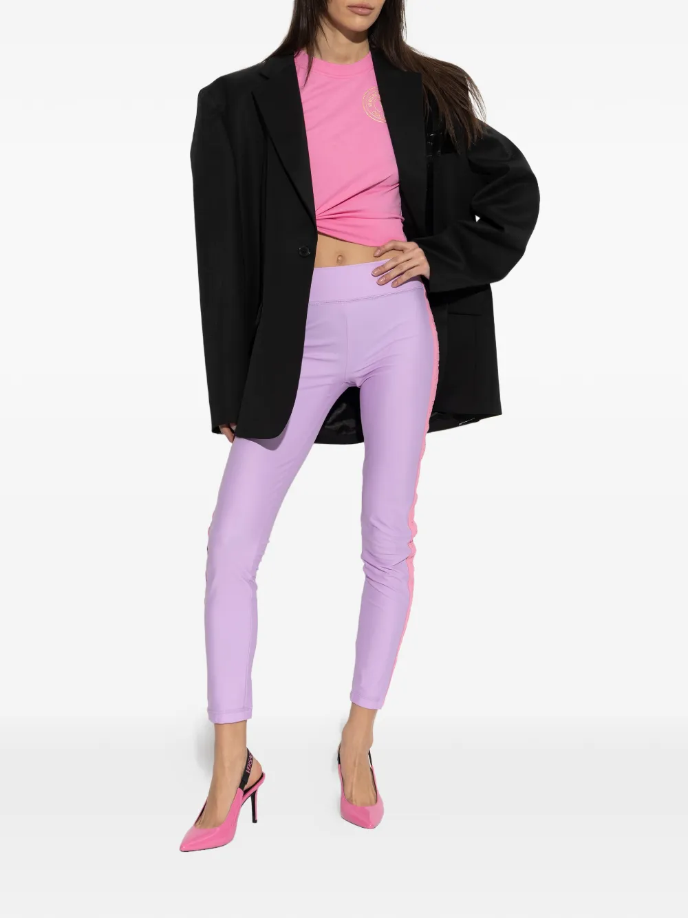 Versace Jeans Couture Legging met streepdetail Paars
