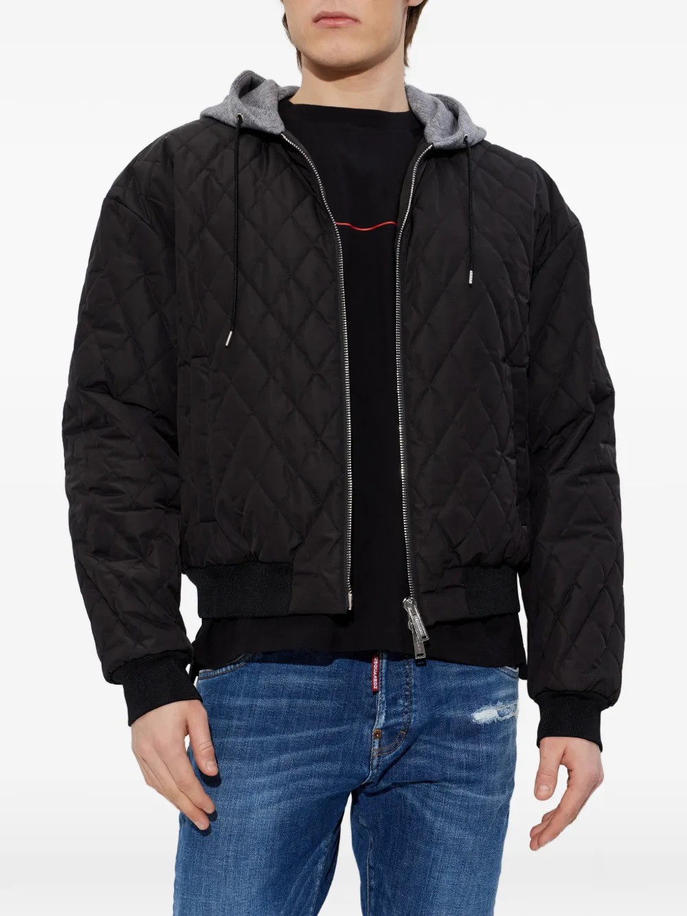  Dsquared2 Hooded Quilted Bomber Jacket - Black 