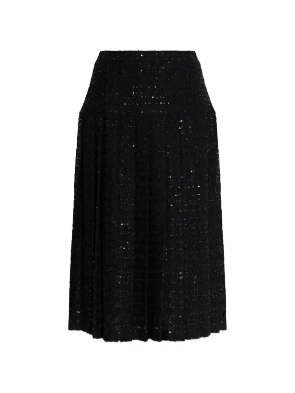 Alessandra Rich Sequin Slit Skirt in Black