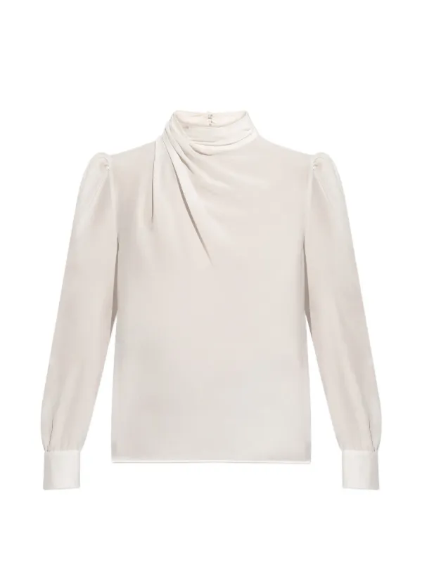 Alessandra Rich Puff Sleeve Blouse in White