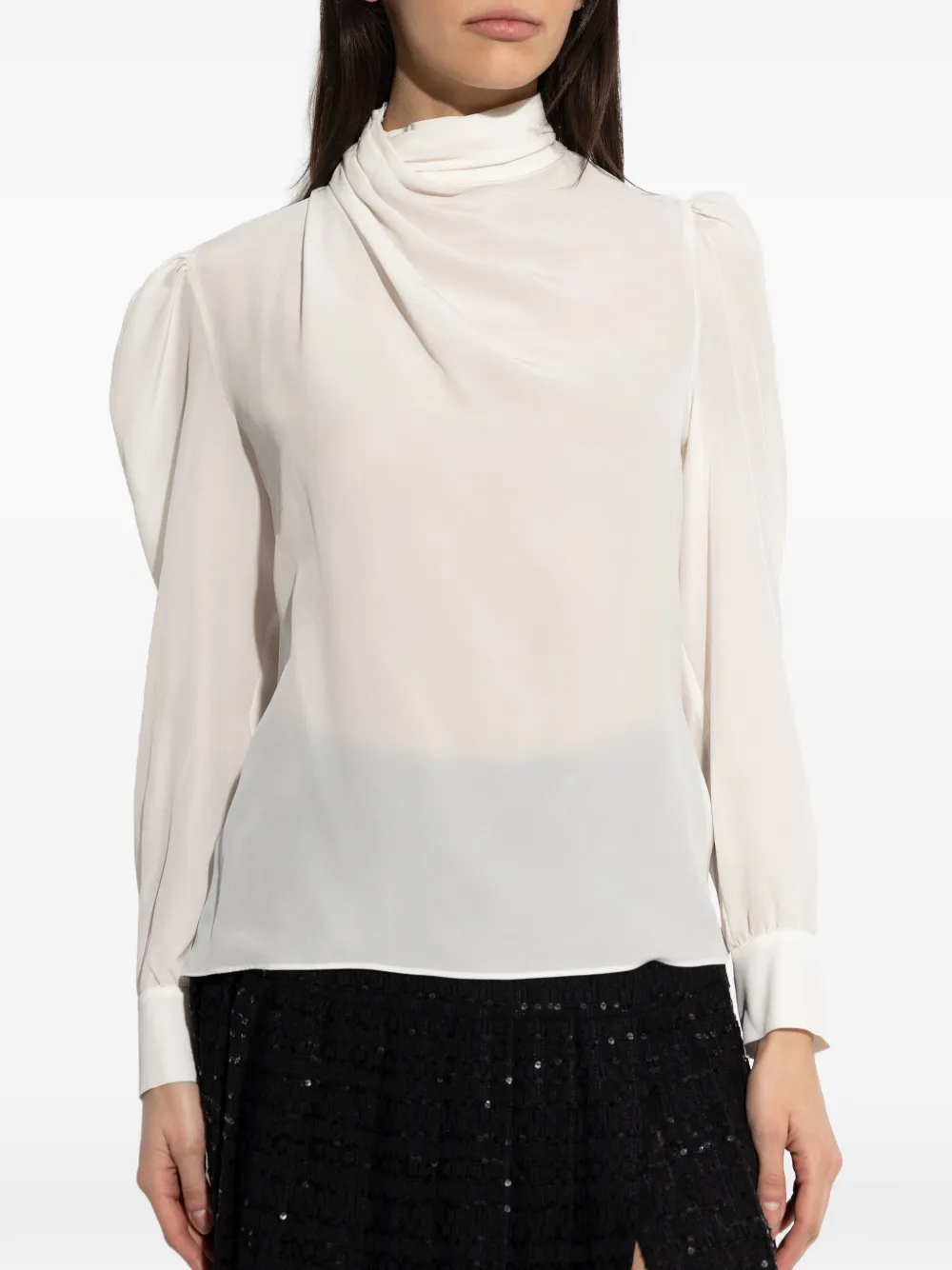  Alessandra Rich Puff Sleeve Blouse - White 