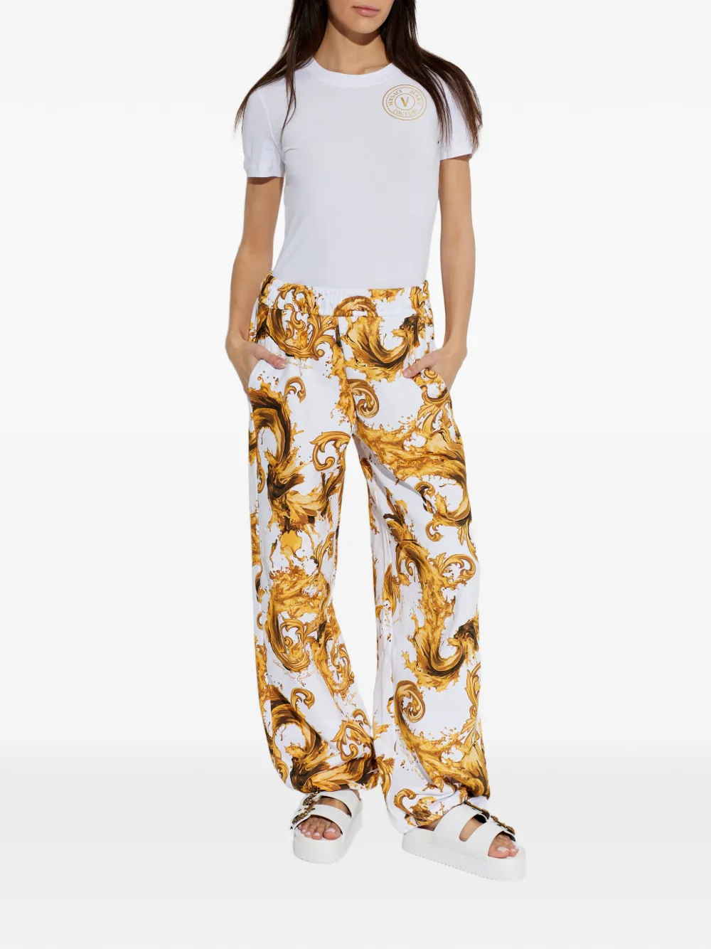 Versace Jeans Couture Arizona buckle-strap platform sandals Wit