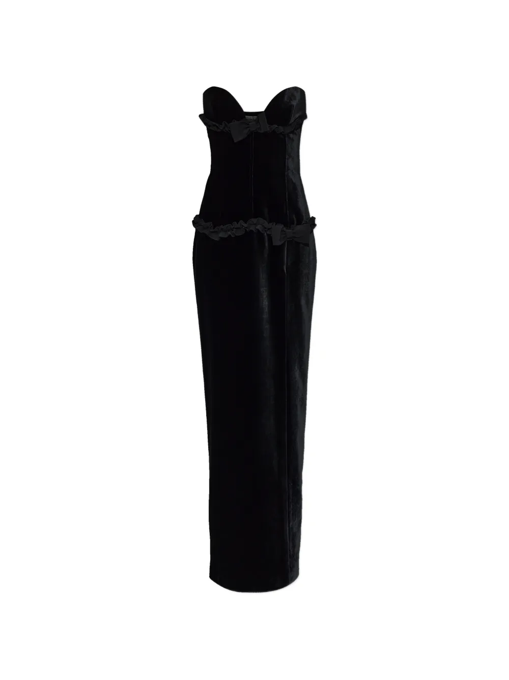Alessandra Rich ruffled bow-detail maxi dress - Nero