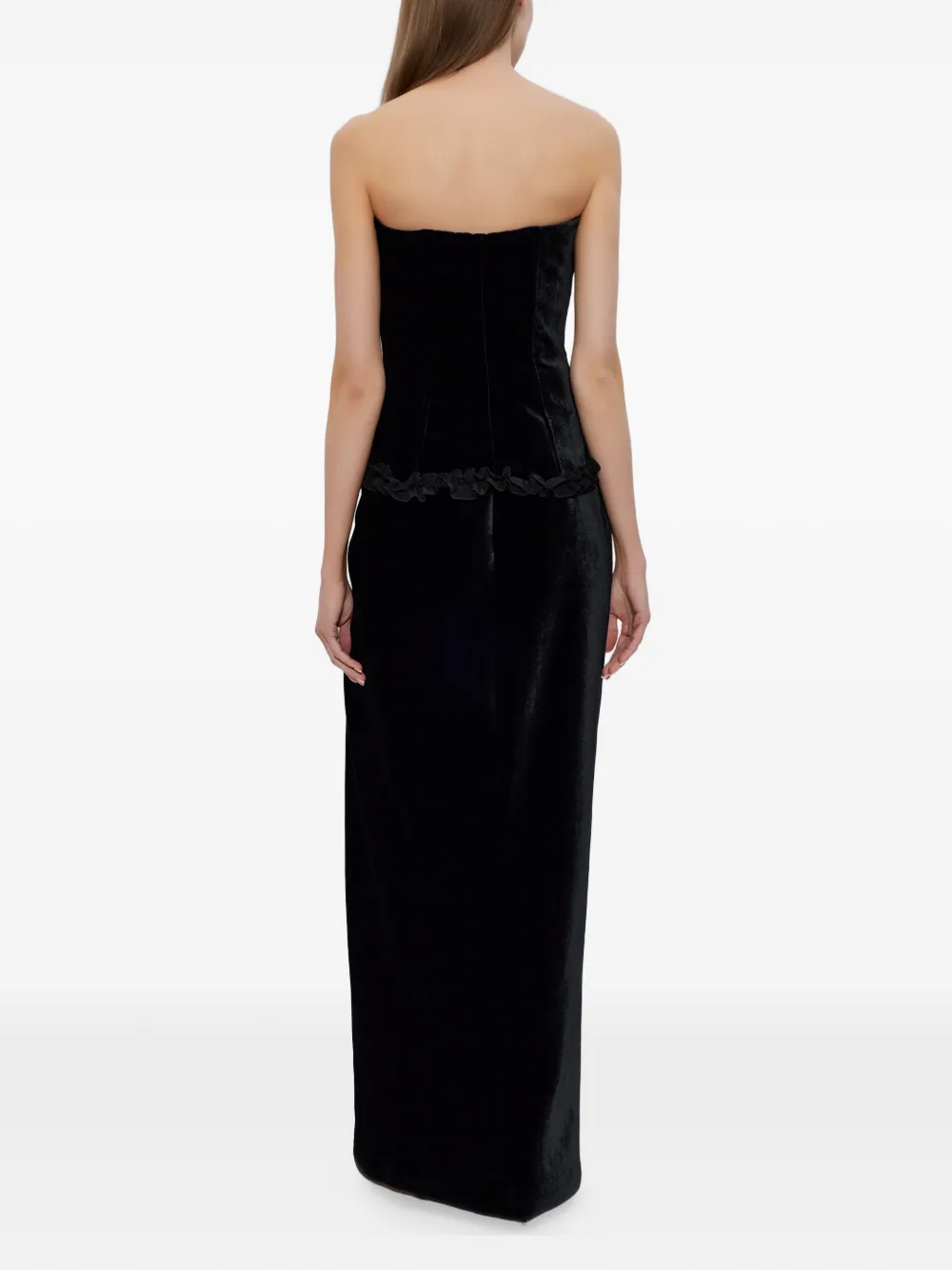 Alessandra Rich Maxi-jurk met ruches en strikdetail Zwart
