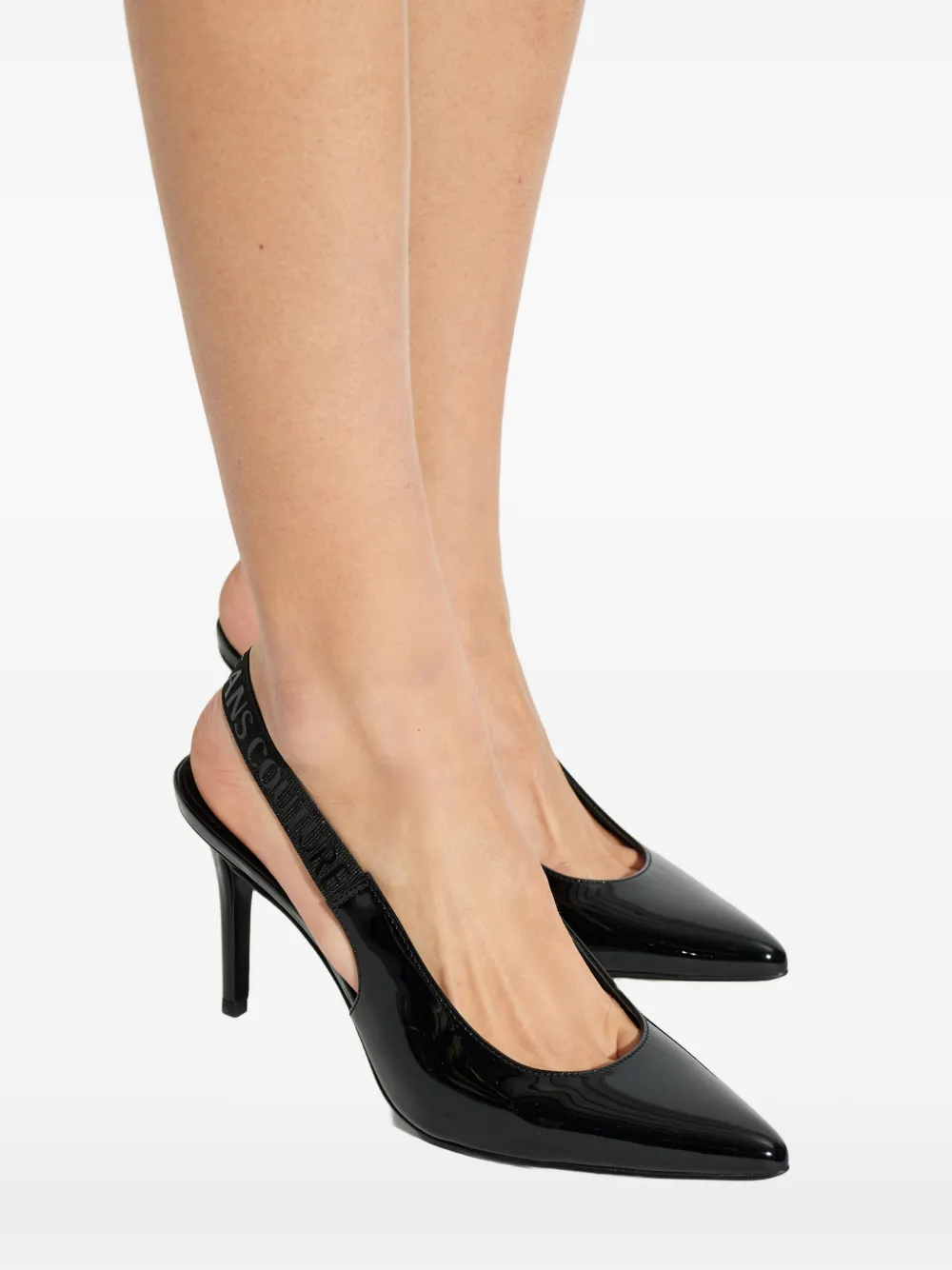 Versace Jeans Couture Slingback pumps met puntige neus Zwart