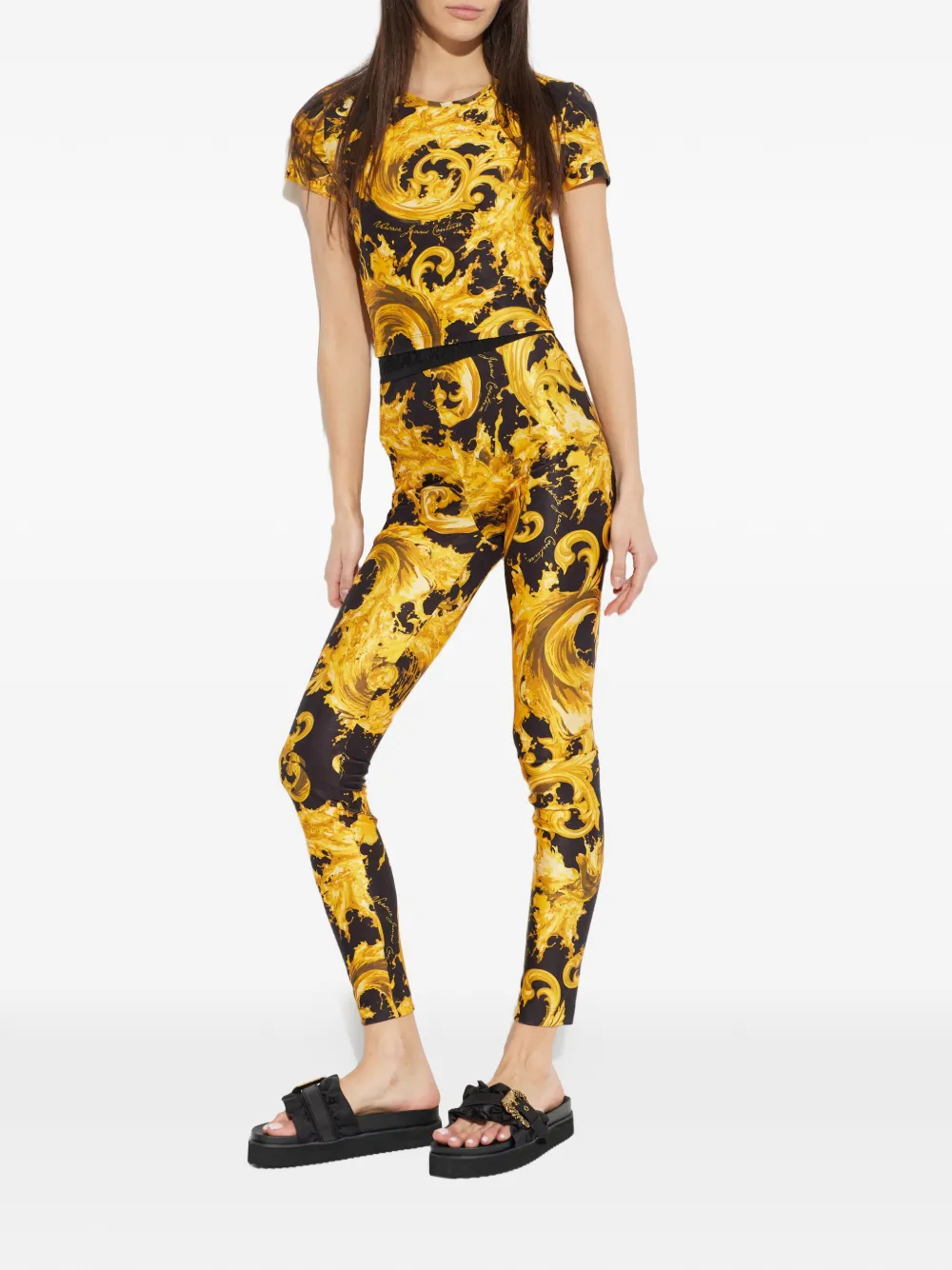 Versace Jeans Couture Slippers met ruches Zwart