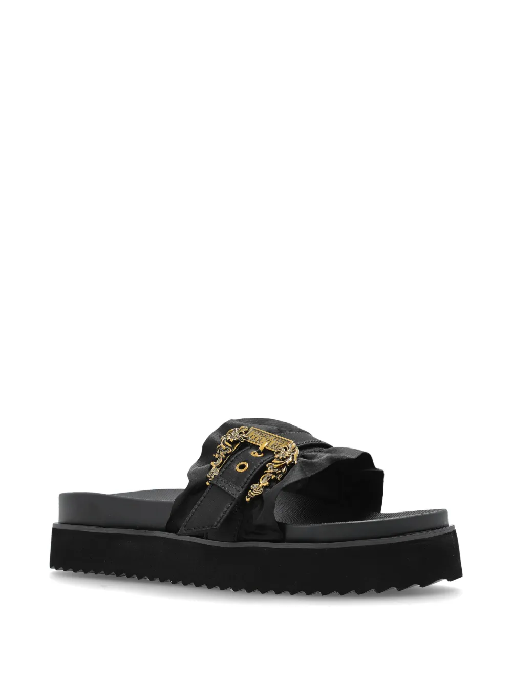 Versace Jeans Couture Slippers met ruches Zwart