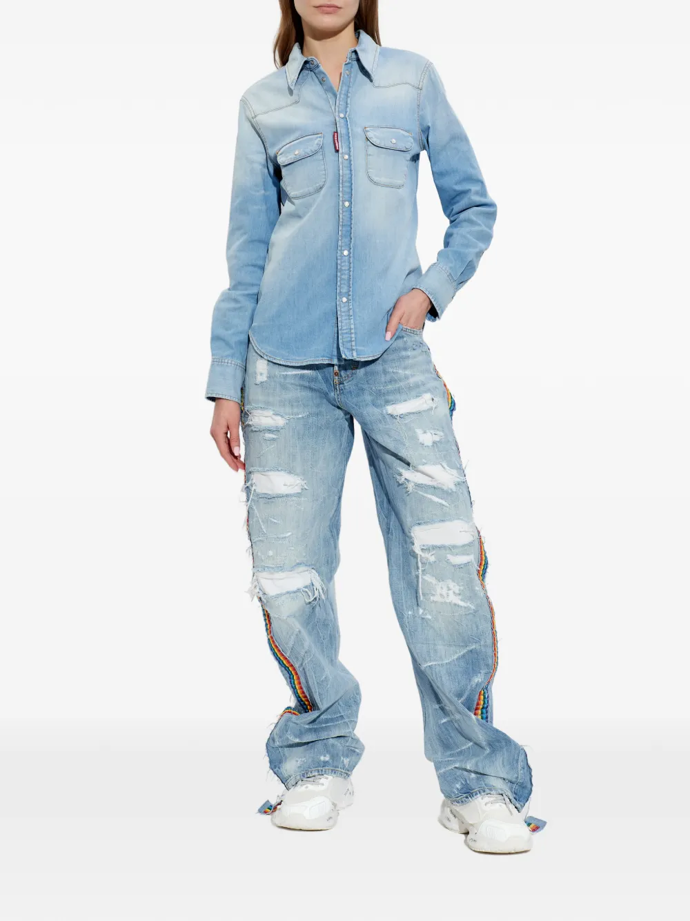  Dsquared2 Western Pocket Cotton Shirt - Blue 
