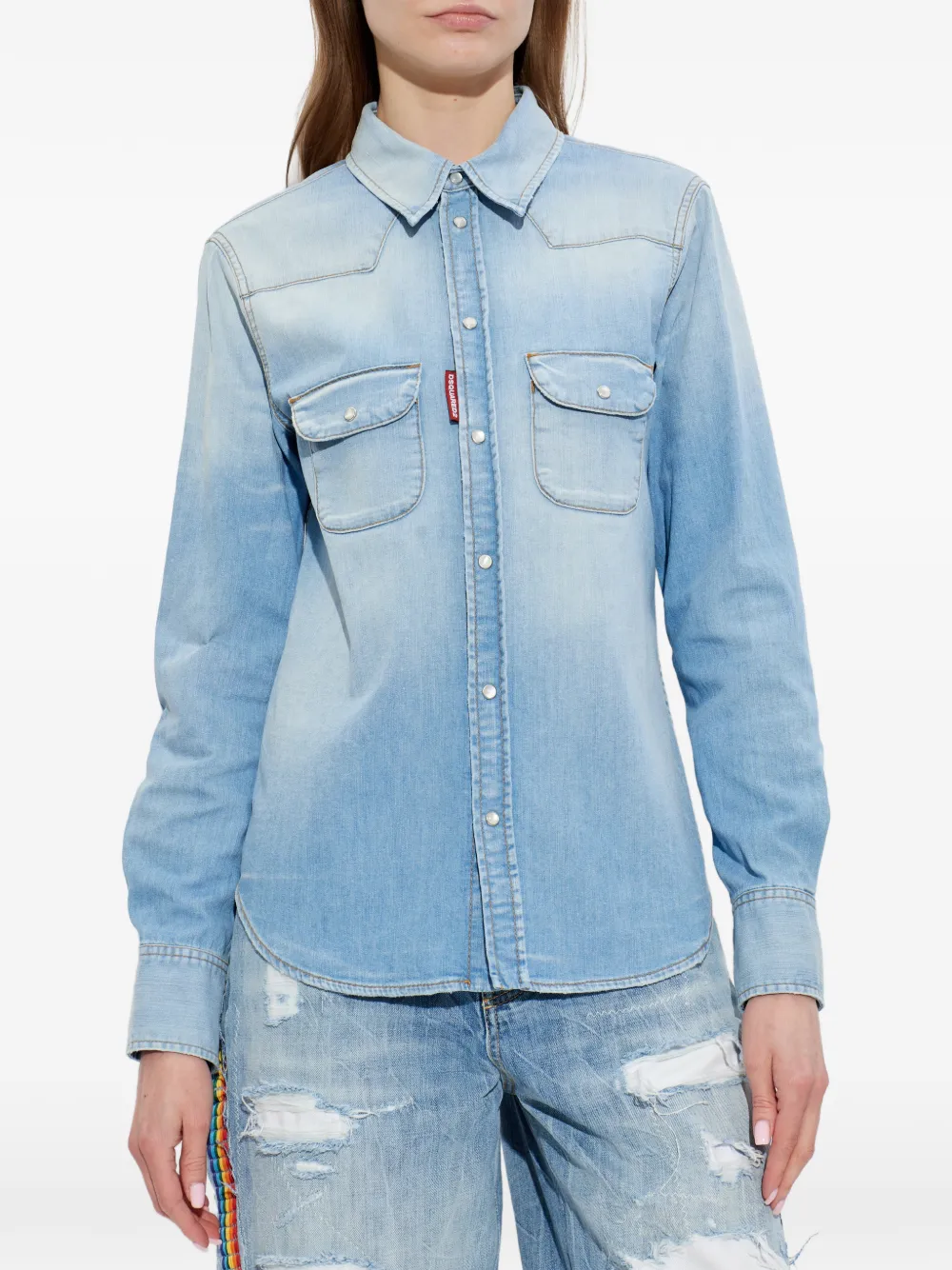 Dsquared2 Western Pocket Cotton Shirt - Blue 
