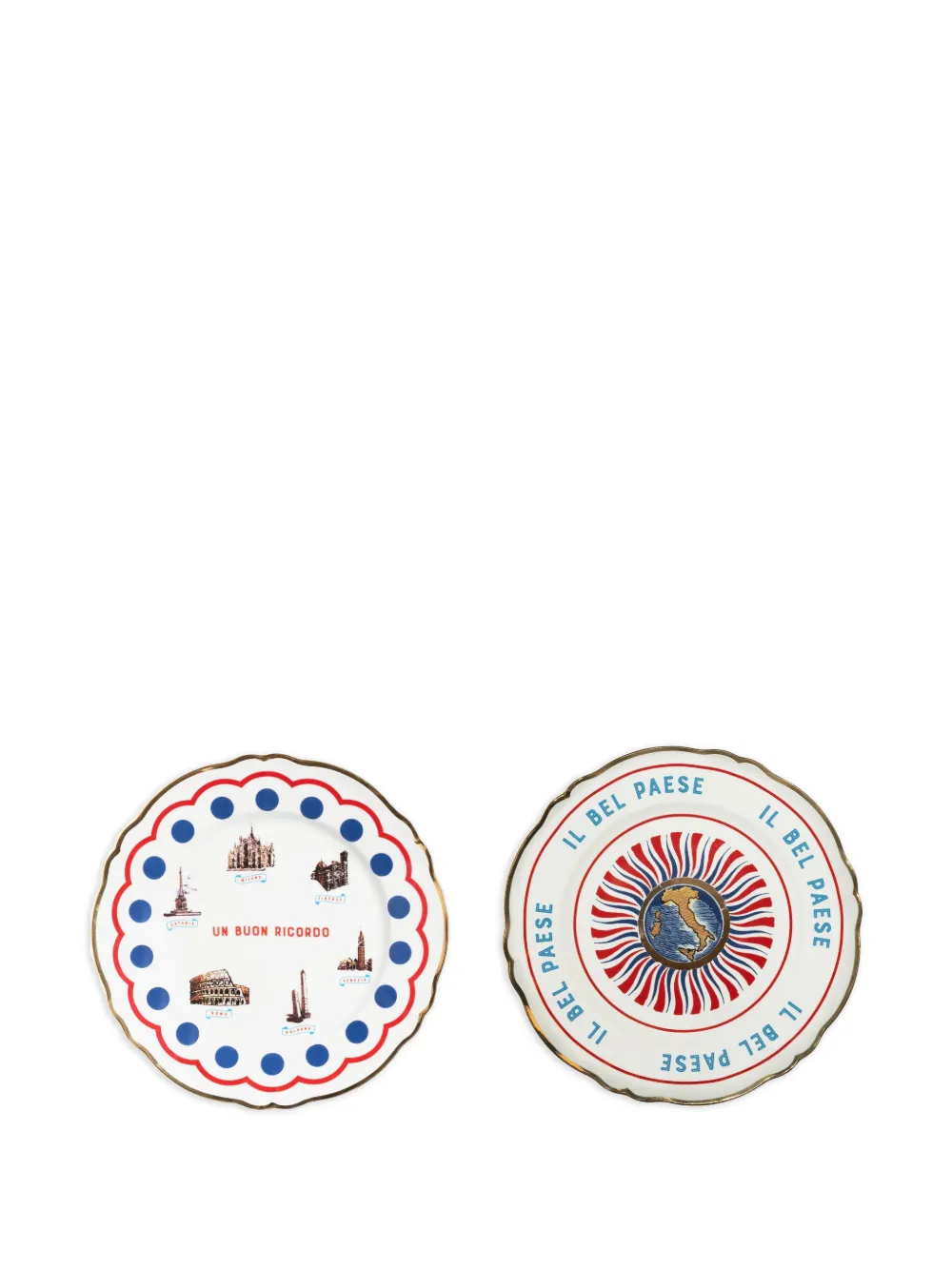 Bitossi Home Monuments scalloped printed plate (set of two) - Bianco
