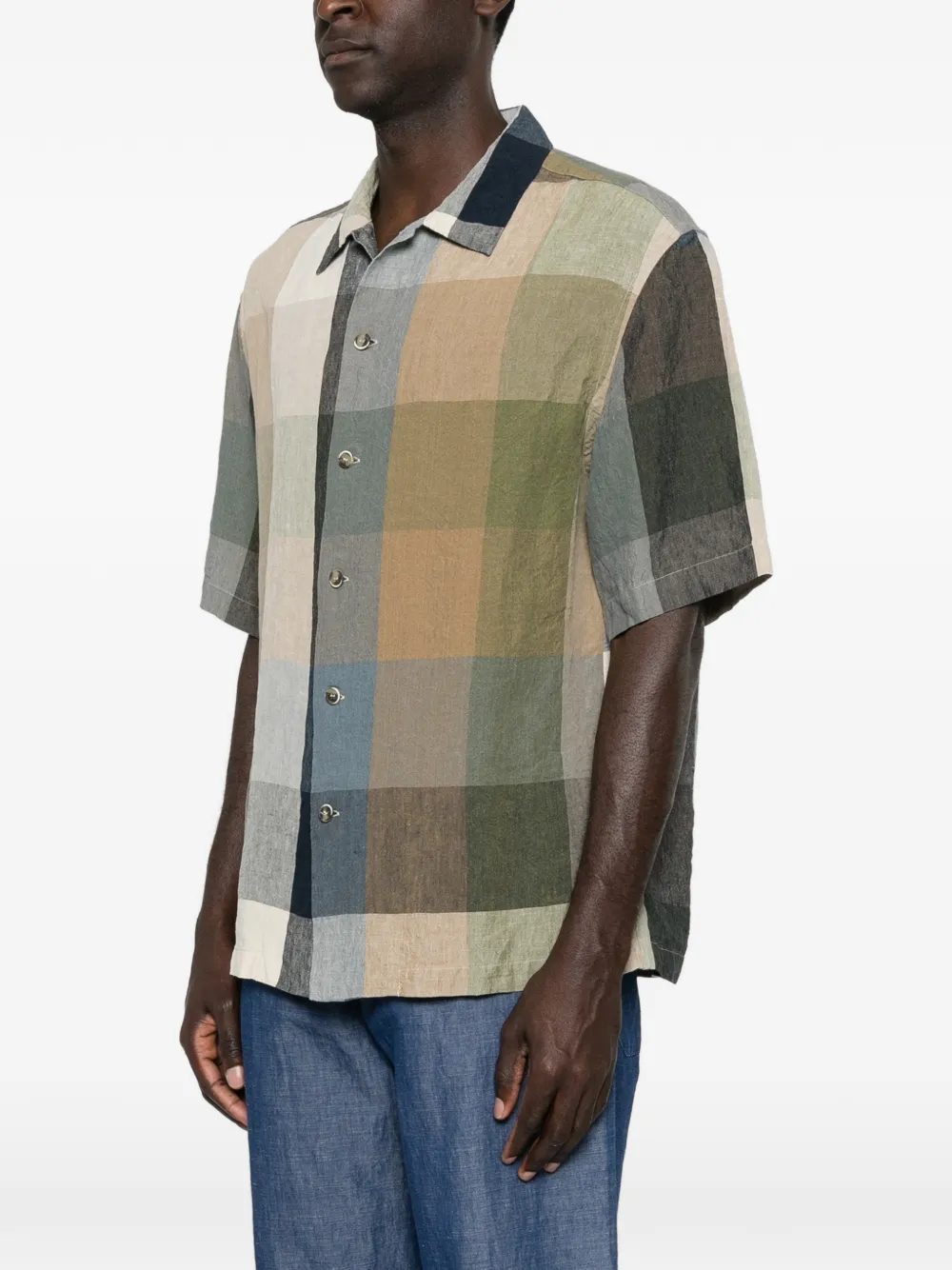  Barena Galia Check-pattern Short-sleeve Shirt - Neutrals 