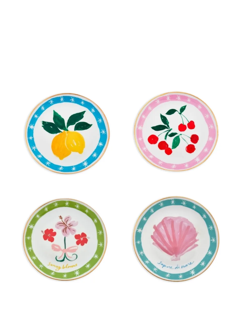 Bitossi Home Flower Bow printed plate (set of four) - Bianco
