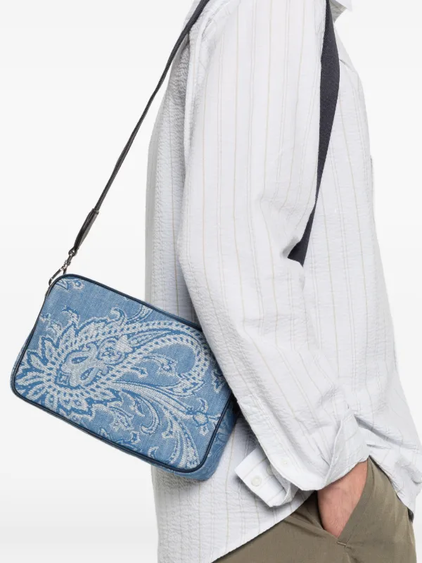 ETRO ペイズリー デニムメッセンジャーバッグ | ブルー | FARFETCH JP