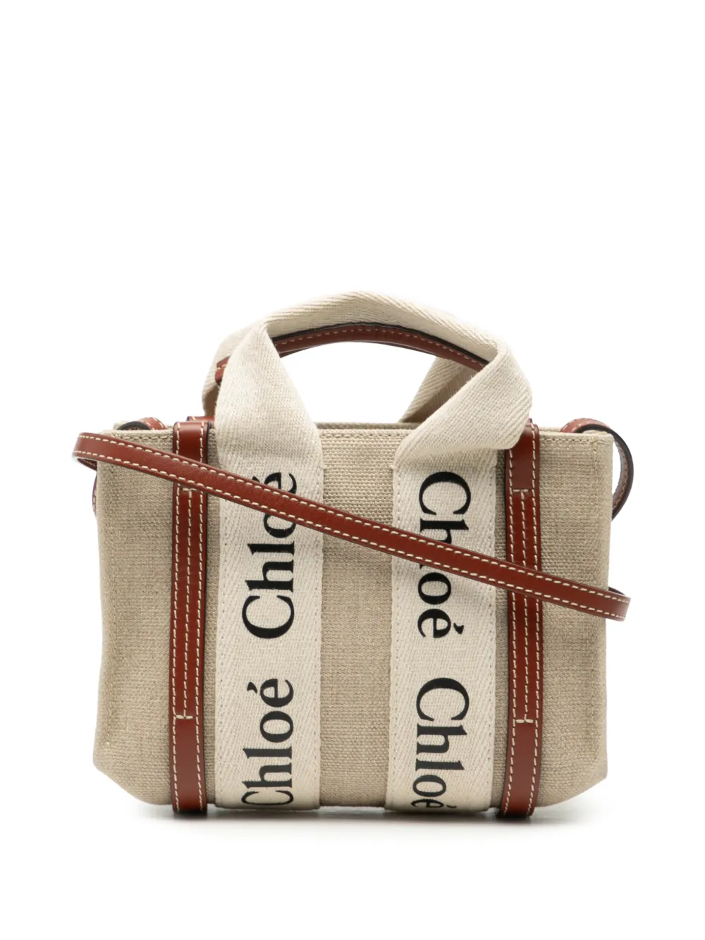 Chloé Pre-Owned 2010-2026 Mini Canvas Woody satchel - Marrone