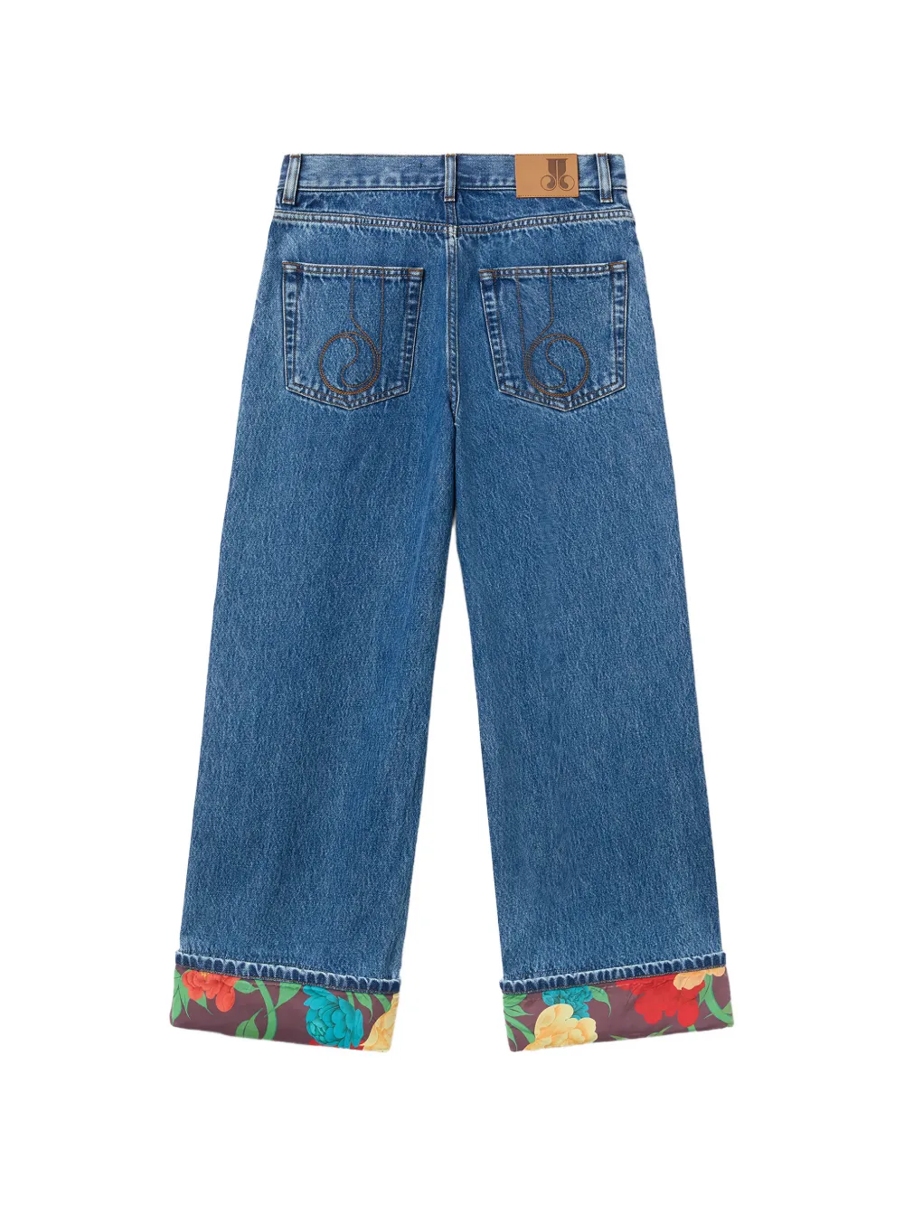 La DoubleJ Jeans met geborduurde bloemen Blauw