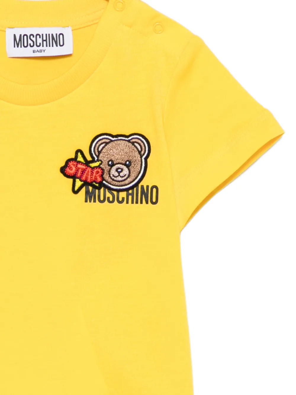 Moschino Kids T-shirt met beerapplicatie Geel