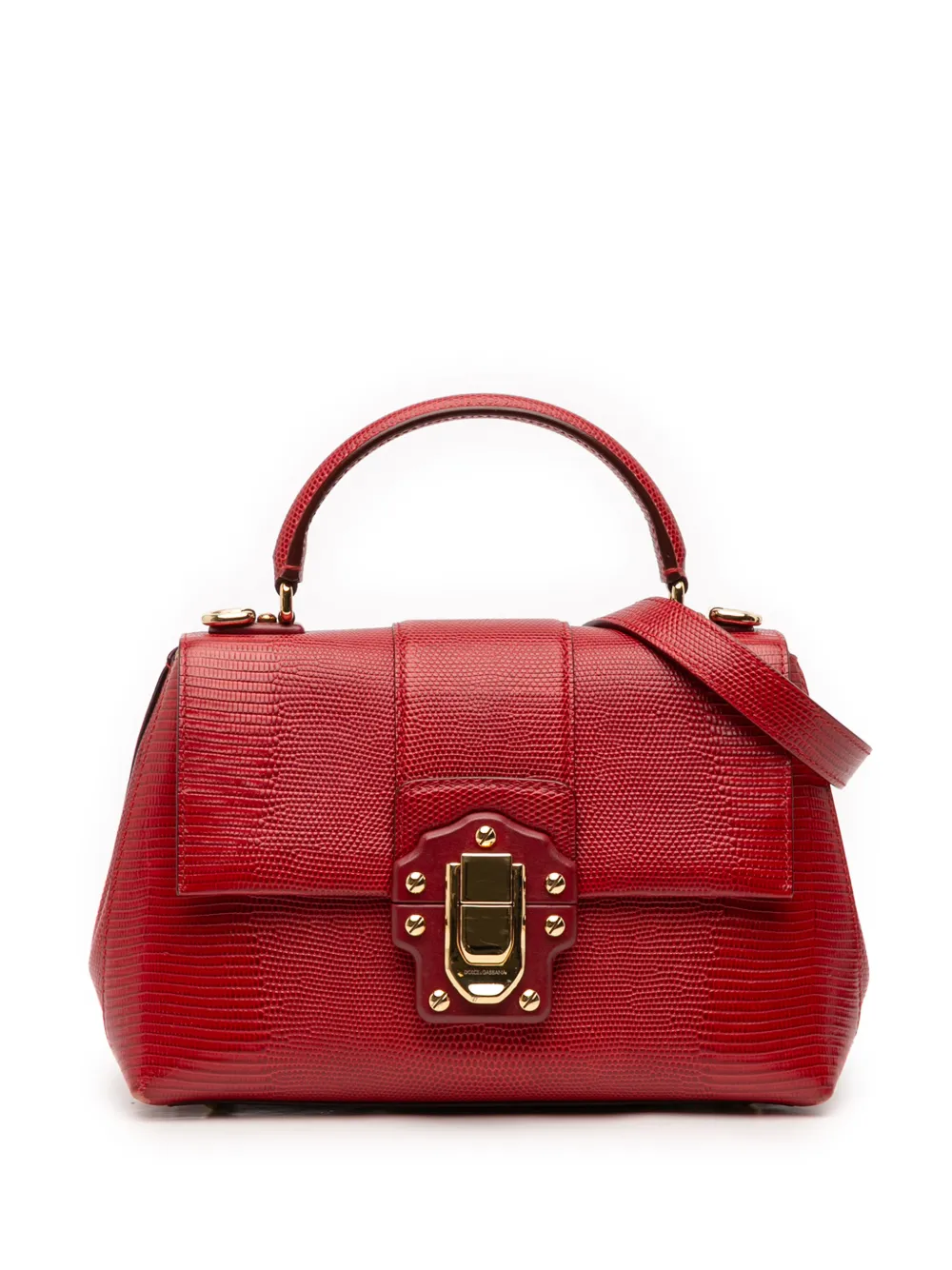 Dolce & Gabbana Pre-Owned 2000-2025 Small Embossed Leather Lucia satchel - Rosso