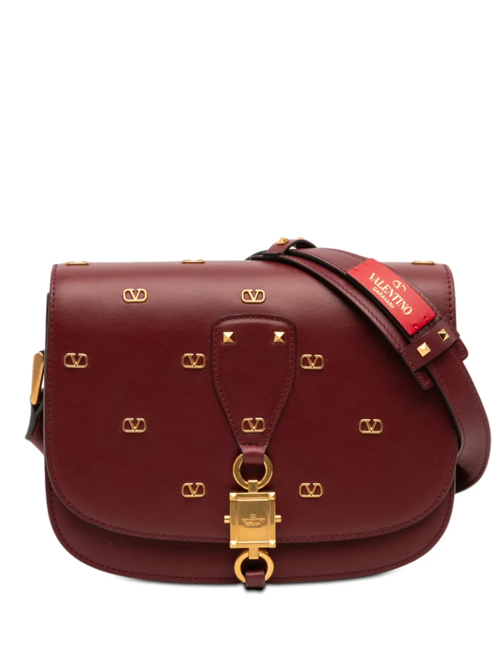 Valentino Garavani Pre-Owned 2000-2025 VLogo Embellished Leather crossbody bag - Rosso