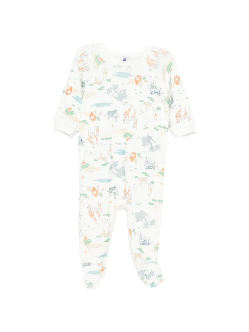 Petit Bateau animal print babygrow - Bianco