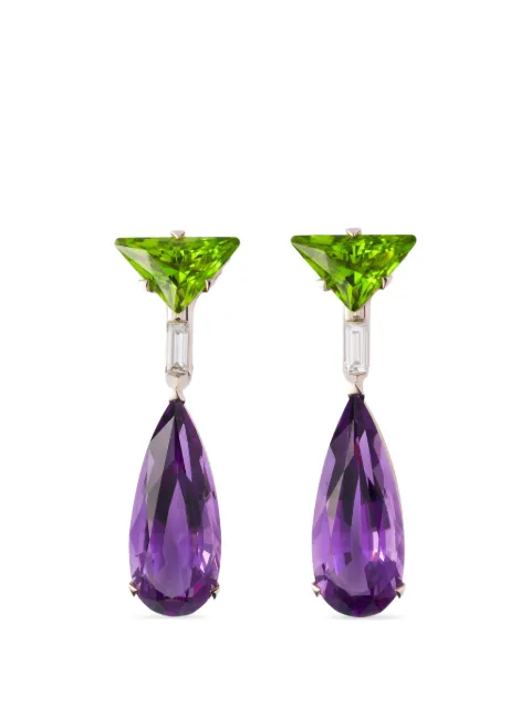 Prada Couleur Vivante pendant earrings - white gold with peridot, amethyst and diamonds