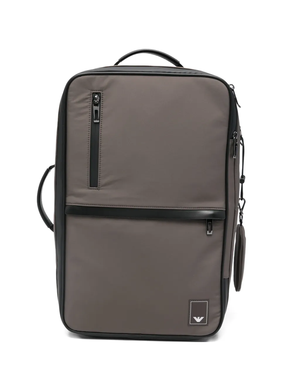 Emporio Armani zip logo-patch backpack - Grigio