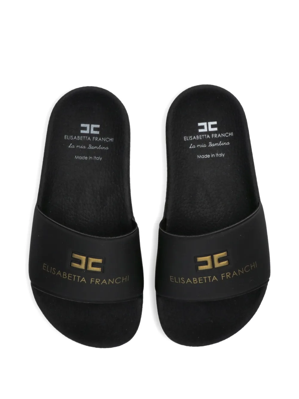 Elisabetta Franchi La Mia Bambina Slippers met logo Zwart