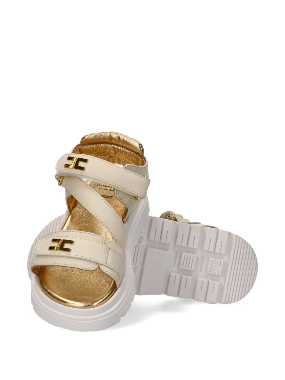 Elisabetta Franchi La Mia Bambina logo strap sandals Beige