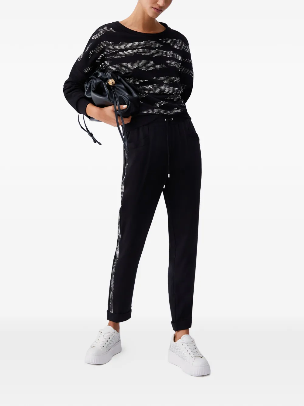  Liu Jo Appliqués Crew-neck Sweatshirt - Black 