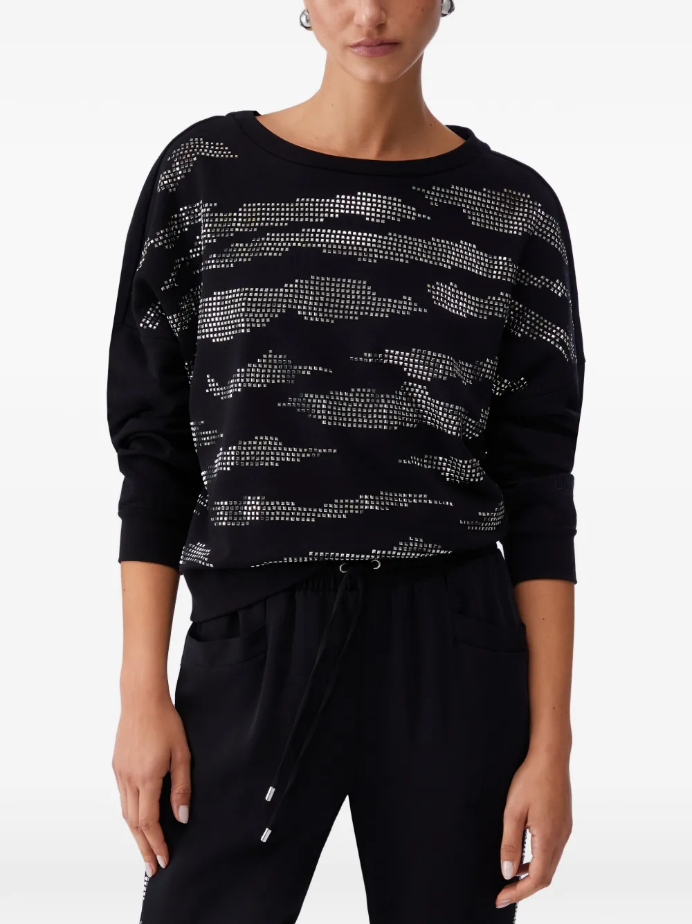 Liu Jo Appliqués Crew-neck Sweatshirt - Black 