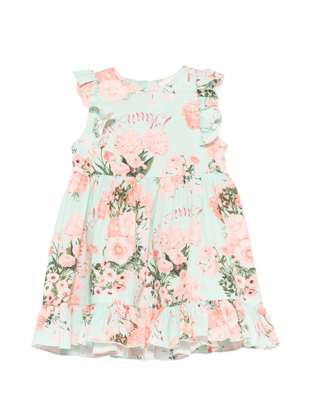 Miss Blumarine ruffled floral dress - Verde