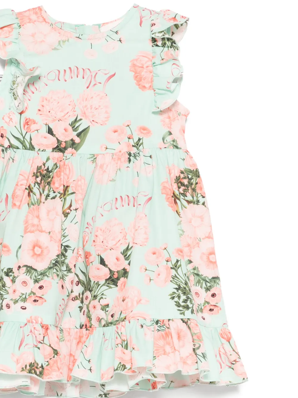Miss Blumarine Jurk met ruches en bloemenprint Groen