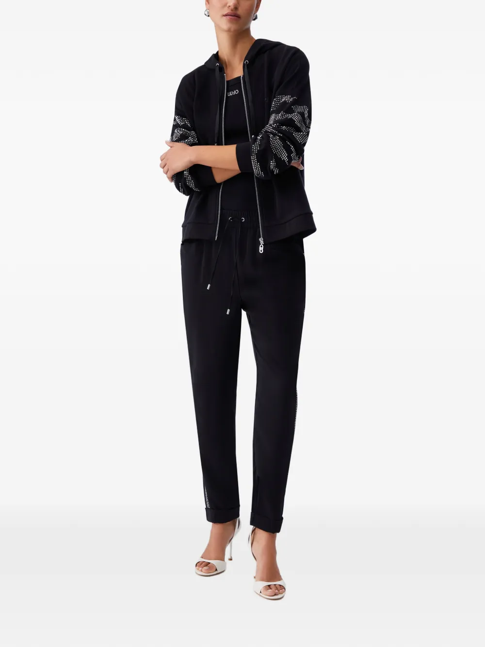 LIU JO Hoodie met applicatiedetail Zwart