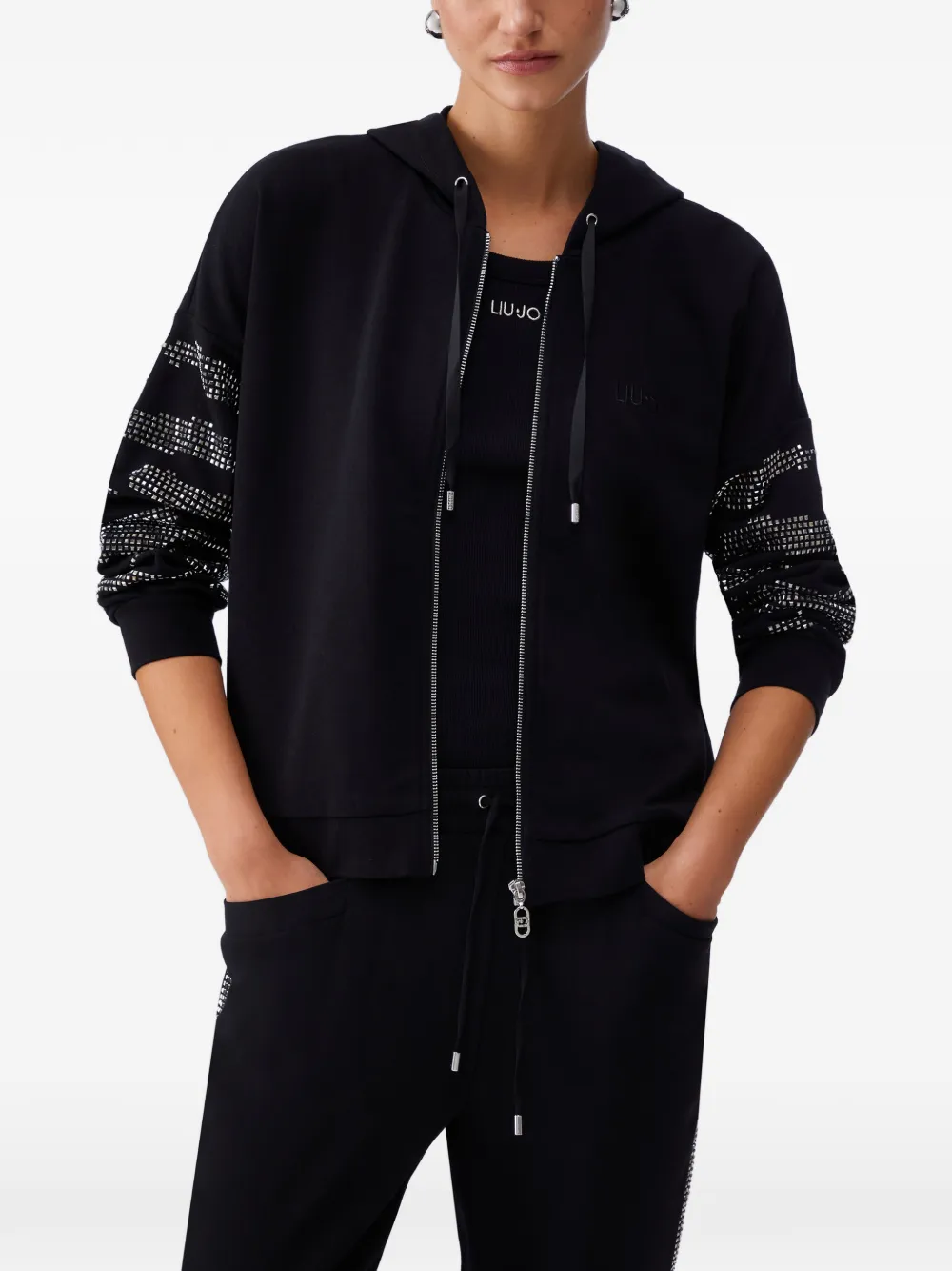 LIU JO Hoodie met applicatiedetail Zwart