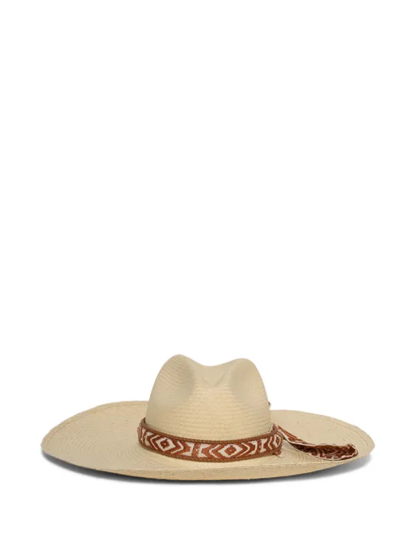 Johanna Ortiz Geometric-pattern Band Hat in Neutrals