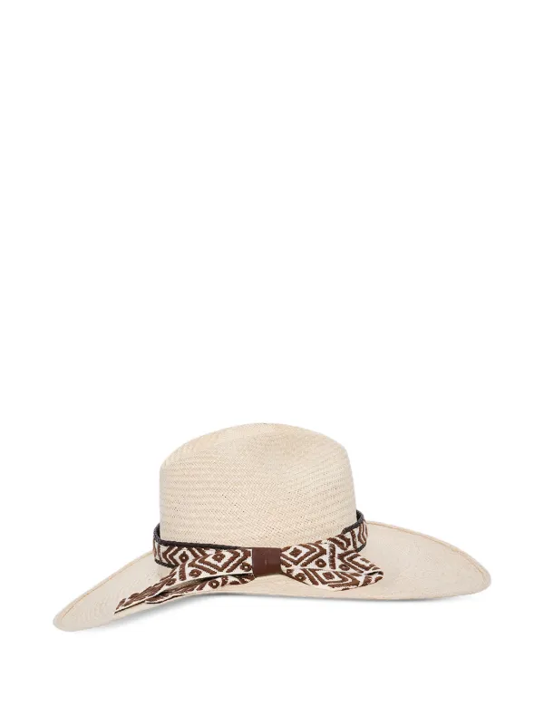 Johanna Ortiz Patterned Ribbon Hat in Neutrals