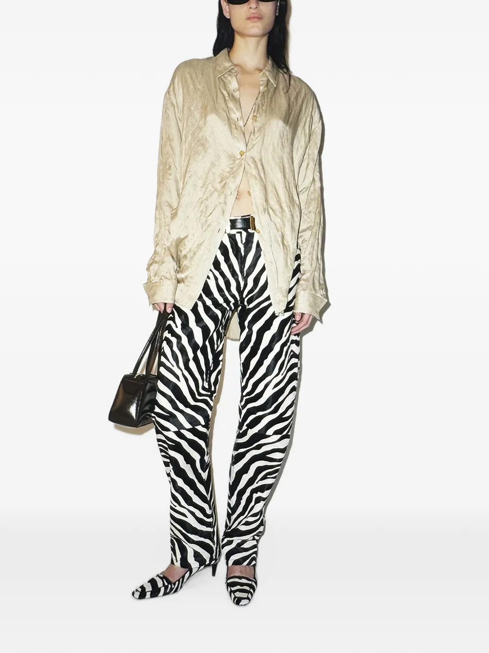 KHAITE Callum broek met zebraprint Wit