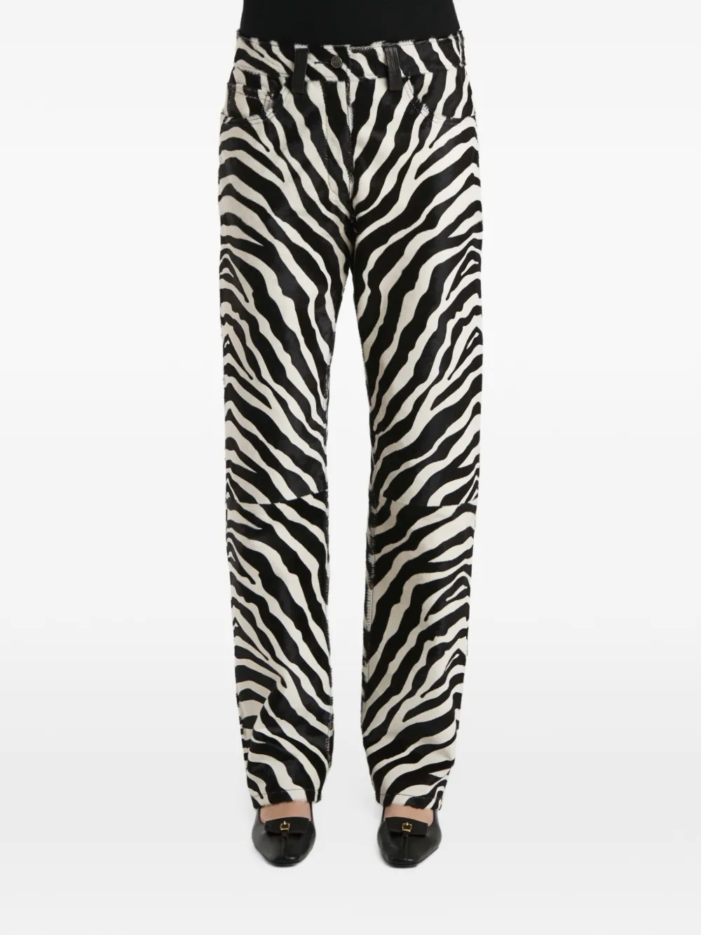KHAITE Callum broek met zebraprint Wit