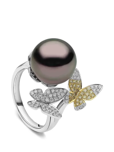 Yoko London anillo Butterfly con diamantes y perla