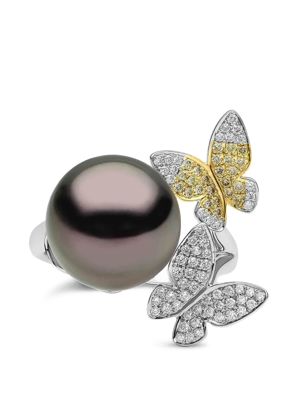Yoko London butterfly pearl diamond ring - Argento