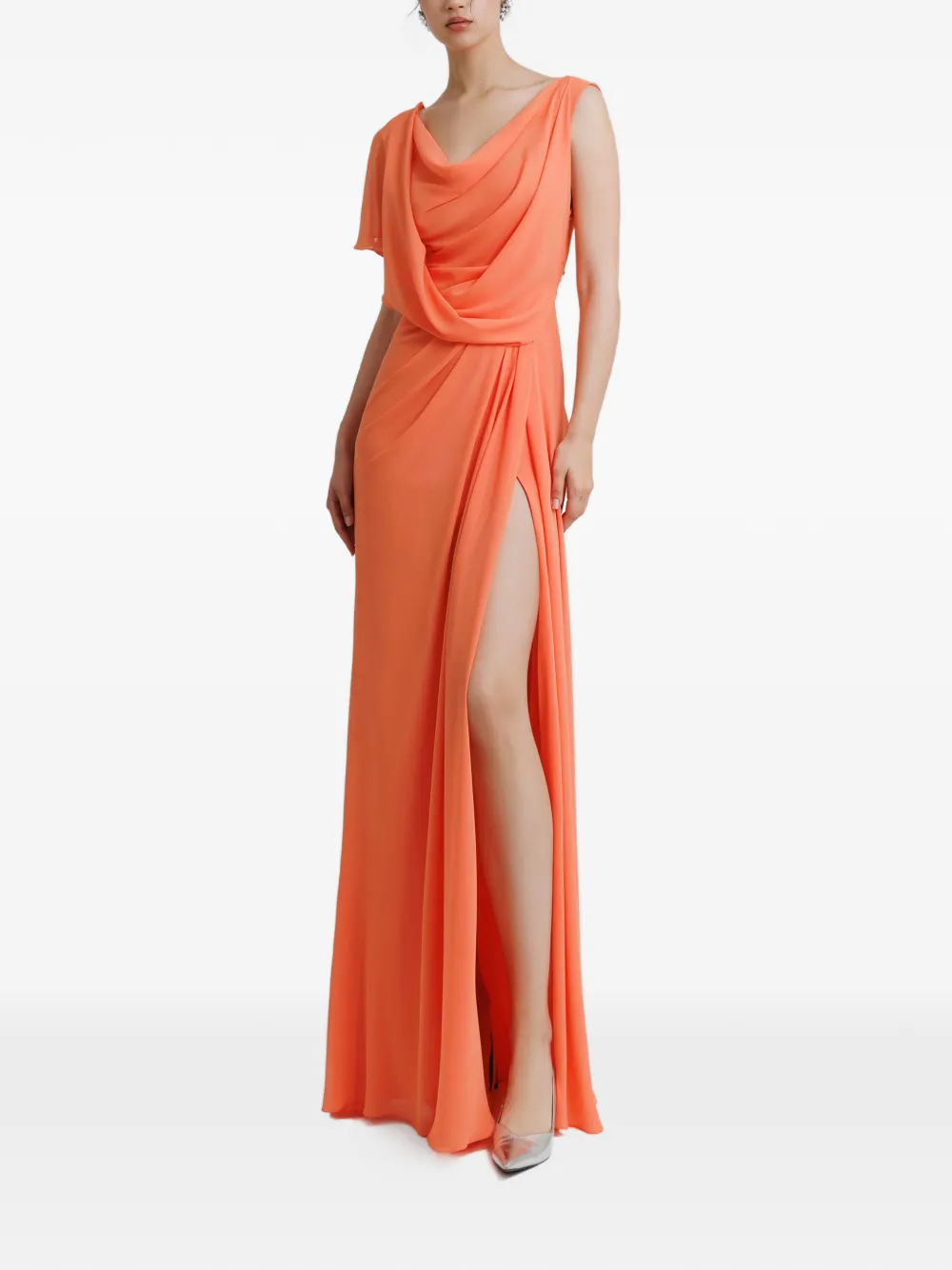 Gemy Maalouf Maxi-jurk met V-rug Oranje