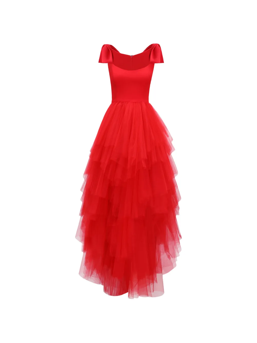 Gemy Maalouf bow-detail tiered maxi dress - Rosso